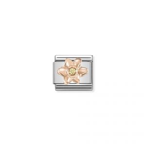 NOMINATION Composable Classic Symbols in stainless steel with 9K rose gold and CZ Daffodil