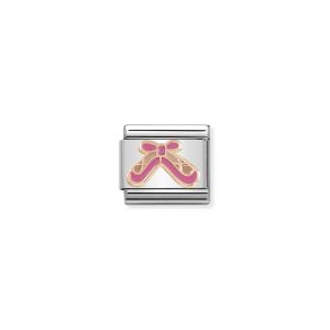 NOMINATION Composable Classic RELIEF in st.steel. enamel and 9K gold (02_Ballet Shoes with Pink Enamel)