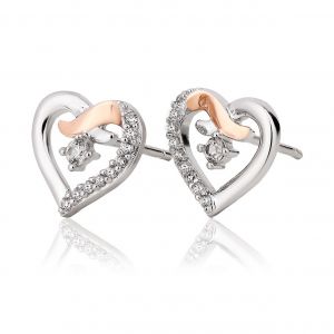 Clogau Kiss White Topaz Heart Stud Earrings 3SCGKSE