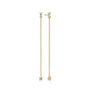 Sif Jakobs Princess Baguette Piccolo Lungo Earrings - 18k Gold Plated SJ-E1075-CZ-YG