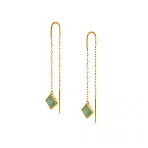 Sarah Alexander Melrose Place Green Aventurine Gold Vermeil Threader Earrings