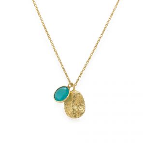 Sarah Alexander Cove Aqua Calci and Nugget Charm Necklace