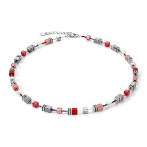 Coeur De Lion GeoCUBE Longer Length Necklace - Iconic Red and Zebra