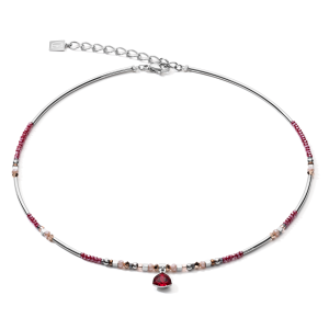 Coeur De Lion Necklace - Pink and Red with Triangle Pendant 