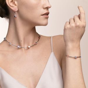 Coeur De Lion GeoCUBE Bracelet - Haematite and Silver Red Crystals 5043300300