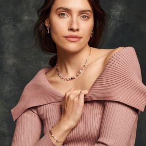 Coeur De Lion GeoCUBE Chain Necklace - Pink Aventurine Rose Gold Peach 5074100235