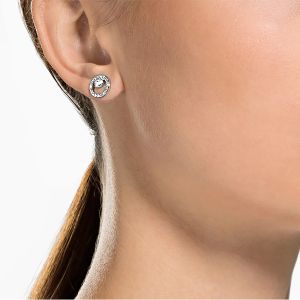 Swarovski Creativity Circle Pierced Earrings, Small, White, Rhodium Plating 5201707
