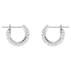 Swarovski Stone Pierced Earrings, Small, White, Rhodium Plating 5446004
