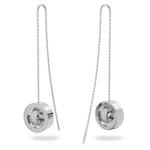 Swarovski Hollow Pierced Chain Drop Earrings - White with Rhodium Plating 5636435
