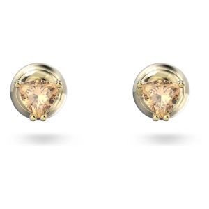 Swarovski Stilla Stud Earrings - Trilliant Cut Orange Gold Tone Plated 5639116