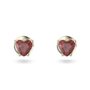 Swarovski Stilla Stud Earrings Heart Red Gold Tone Plated 5639133