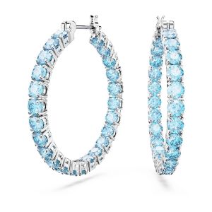 Swarovski Matrix Hoop Earrings - Blue with Rhodium Plating 5647446