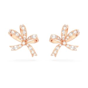 Swarovski Volta Small Bow Stud Earrings - White with Rose Gold Plating 5647572