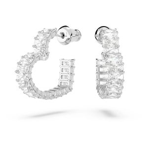 Swarovski Matrix Small Heart Hoop Earrings - White with Rhodium Plating 5653170