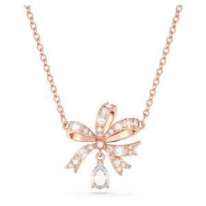 Swarovski Volta Small Bow Necklace - White with Rose Gold Plating 5656741