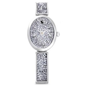 Swarovski Oval Watch Crystal Rock - Metal Bracelet Silver Tone 5656881
