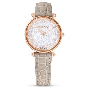 Swarovski Crystalline Wonder Watch - Beige Rose Gold Tone with Leather Strap 5656899