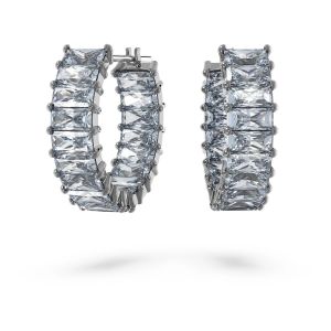 Swarovski Matrix Baguette Cut Hoop Earrings - Grey with Ruthenium Plating 5658650