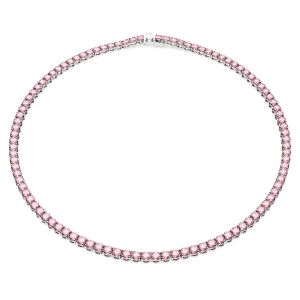Swarovski Matrix Tennis Necklace - Pink with Rhodium Plating 5661193