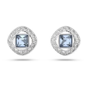 Swarovski Angelic Square Pierced Earrings - Mid Blue with Rhodium Plating 5662143
