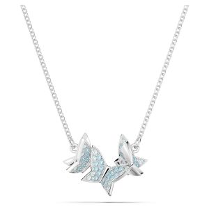 Swarovski Lilia Butterfly Necklace - Blue with Rhodium Plating 5662181 