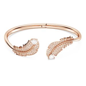 Swarovski Nice Feather Bangle - White with Rose Gold Plating 5663478
