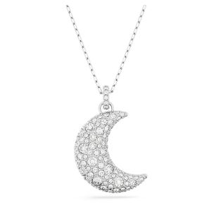 Swarovski Luna Moon Pendant - White with Rhodium Plating