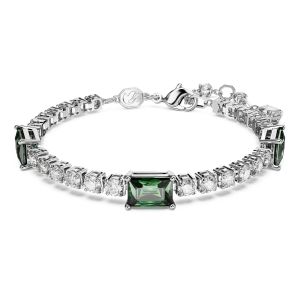 Swarovski Matrix Tennis Bracelet Mixed Cuts - Green with Rhodium Plating