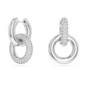 Swarovski Dextera Hoop Earrings Interlocking Loop - White with Rhodium Plating 5671807