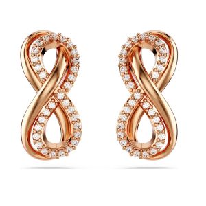 Swarovski Hyperbola Infinity Stud Earrings - White with Rose Gold Tone Plating 5684085