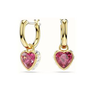 Swarovski Chroma Heart Drop Earrings - Red with Gold Tone Plating 5684760