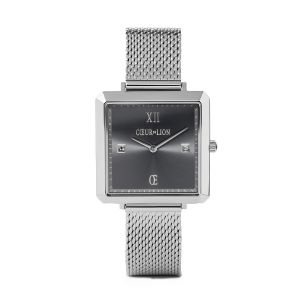 Coeur De Lion Watch - Iconic Square Graphite Sunray with Milanese Strap 7620701724