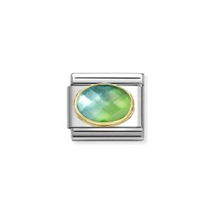 Nomination Faceted Stone Charm with Gold Border - Blue Green
