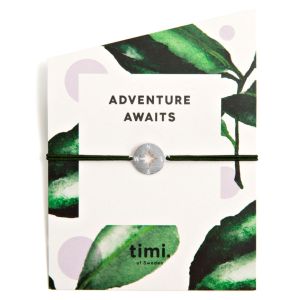 Timi Compass Stretch Bracelet Silver Olive - Adventure Awaits 82319378