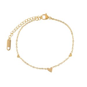 Timi Sarah Three Small Hearts Bracelet Stainless Steel Gold 84356