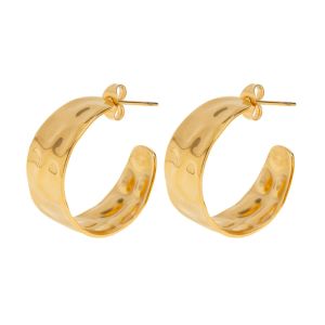 Timi Bobbie Hammered Hoop Earrings Stainless Steel Gold 84619