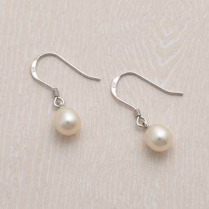Jersey Pearl Hook Silver and White Pearl Earrings