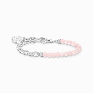 Thomas Sabo Member Charm Bracelet - Silver with Rose Quartz A2128-067-9