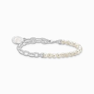 Thomas Sabo Member Charm Bracelet - Silver with Pearls A2128-158-14