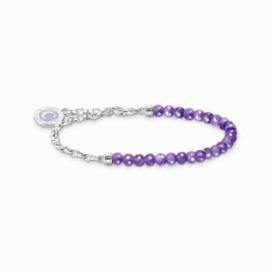 Thomas Sabo Member Charm Bracelet - Silver with Violet Beads
