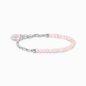Thomas Sabo Member Charm Bracelet with Beads of Rose Quartz and Charmista Coin Silver A2130-067-9