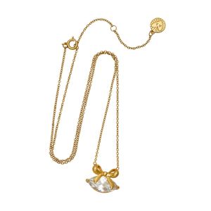 Amelia Scott Amelia Bow Gold Necklace with Clear Cubic Zirconia AS22TRN90