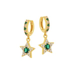 Amelia Scott Celeste Mini Star Gold Hoop Earrings in Blush Pink and Emerald Green AS22SGE25