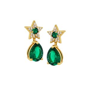 Amelia Scott Celeste Mini Star Teardrop Gold Stud Earrings in Emerald Green AS22SGE26