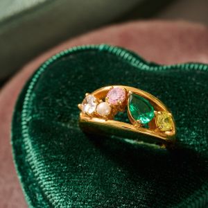 Amelia Scott Sofia Cluster Gold Ring with Flamingo Zirconia