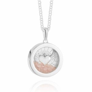 Rachel Jackson Guardian Angel Rose Quartz Amulet Necklace Silver AMLT20PZS