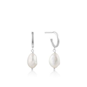 Ania Haie Silver Pearl Mini Hoop Earrings E019-02H