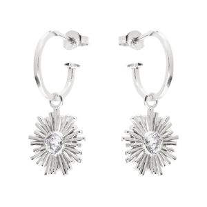 Annie Haak Orbit Silver Hoop Earrings - Crystal