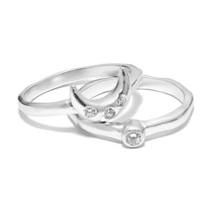 Annie Haak Crystal Moon Silver Ring Stack