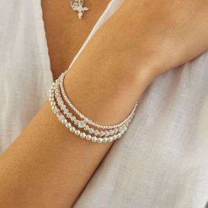 Annie Haak Blissful Swarovski Heart Crystal Silver Charm Bracelet